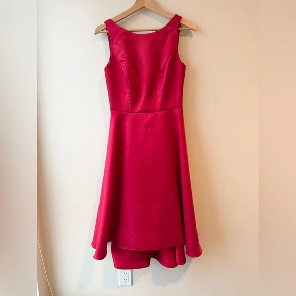 Alfred Sung Bateau Neck High Low Cocktail Dress - Picture 3 of 5